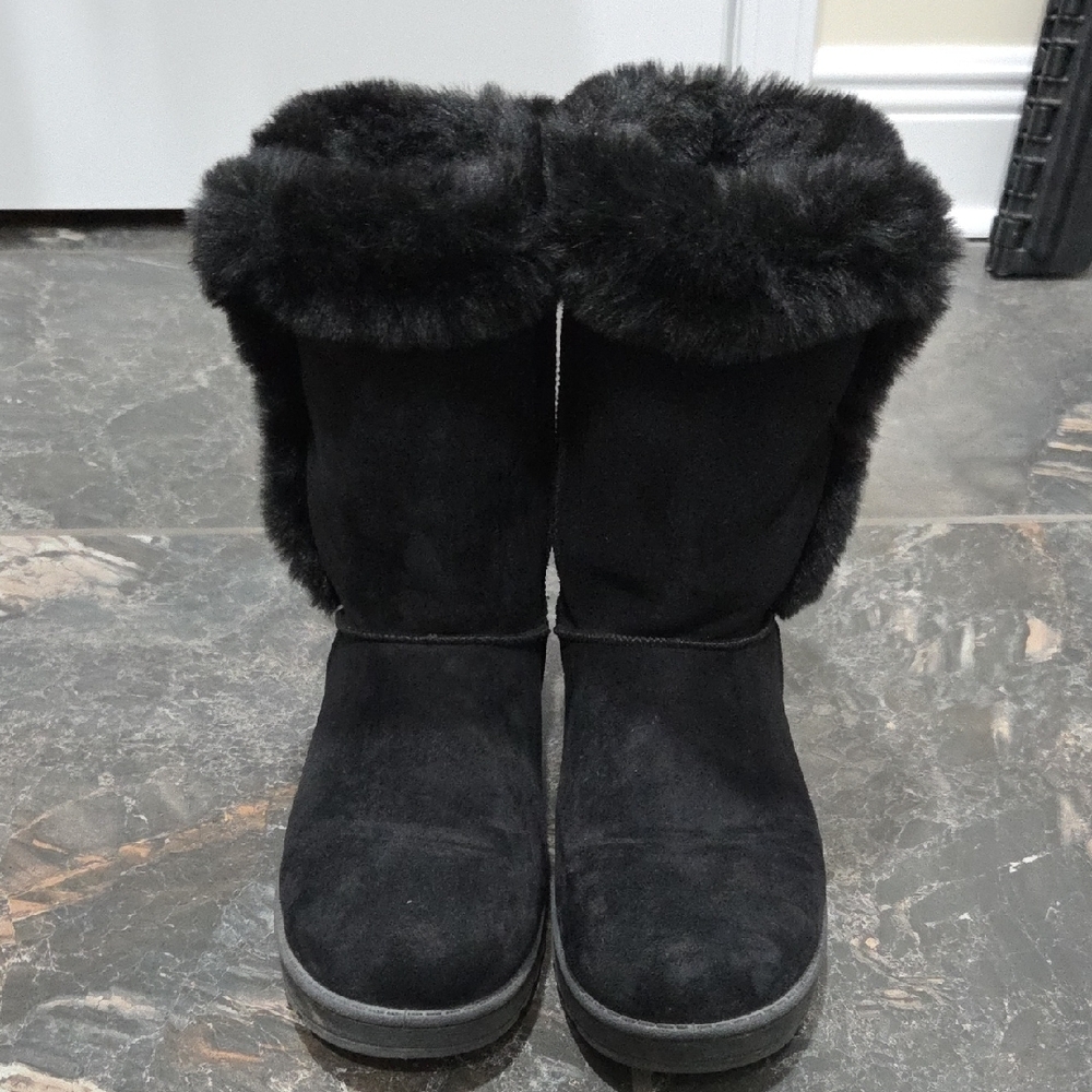 Hot Deal This Weekend!!!Sonoma Women's Black Ankle Boots with Fur Trim KOHLS - Picture 7 of 8
